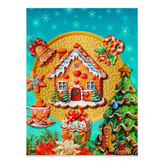 お祝いと私のカスタムクリスマスジンジャーブレッド ポスター (正面)