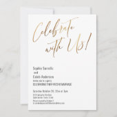 お祝いにご一緒ください!シンプルな結婚式のパーティー 招待状 (正面)