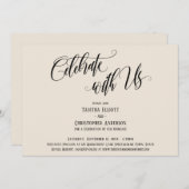 お祝いにご一緒しましょう エレガントなスクリプト クリーム 招待状 (正面/裏面)