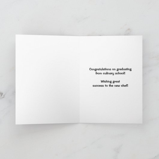 お祝いによってすごいシェフ、料理用の学校の卒業生 カード (内部)