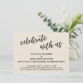 お祝いに参加しよう カジュアルな結婚式の披露宴 クリーム 招待状 (スタンド正面)