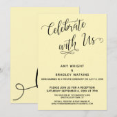 お祝いに Elegant Yellow Reception-Only を共に 招待状 (正面/裏面)