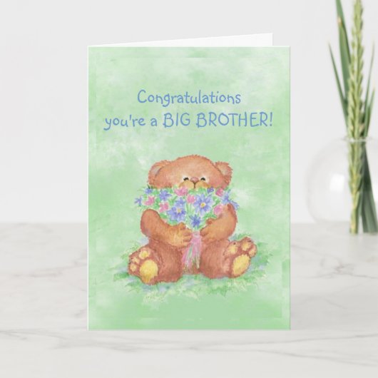 お祝いのお兄さんのFunTeddyくまの花 カード (正面)