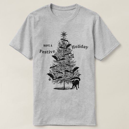 お祝いのこうもりのクリスマスツリー Tシャツ (デザイン正面)
