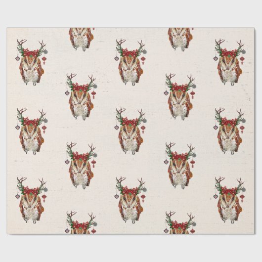 お祝いのこはく色のフクロウの包装紙 ラッピングペーパー (フラット)