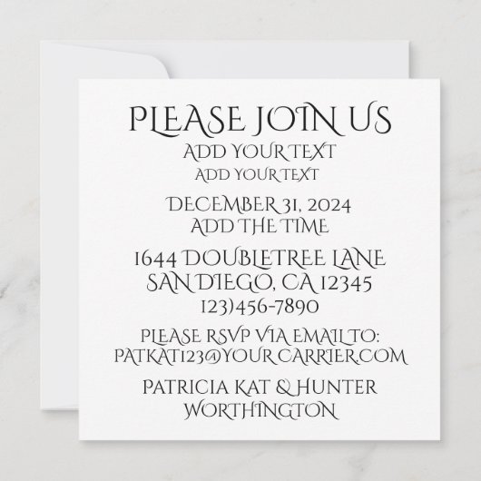 お祝いのご案内 招待状 (裏面)