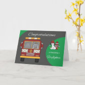 お祝いのなる消防士の挨拶状 カード (黄色い花)