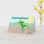 お祝いのカエル カード (黄色い花)