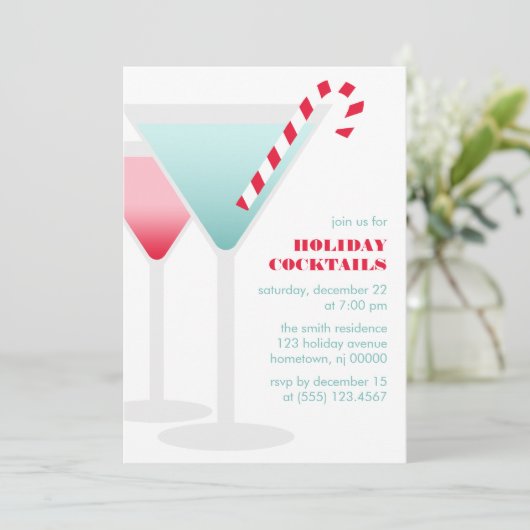 お祝いのカクテルの休日のパーティの招待状 招待状 (スタンド正面)