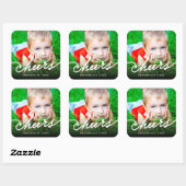 お祝いのカリグラフィー スクリプト 現代の写真 ホリデー スクエアシール (シート)