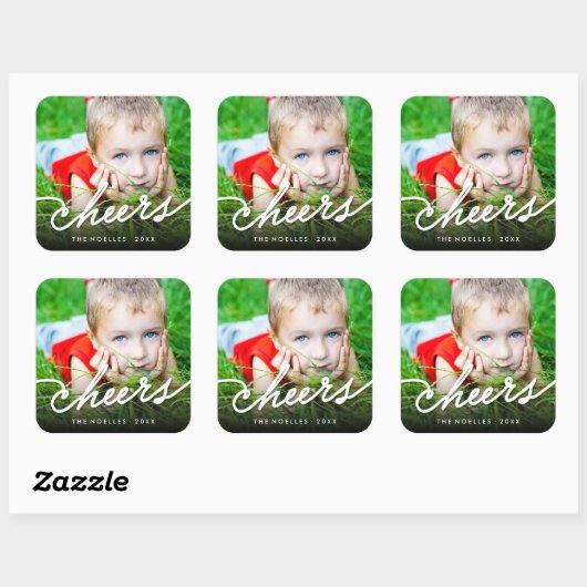 お祝いのカリグラフィー スクリプト 現代の写真 ホリデー スクエアシール (シート)