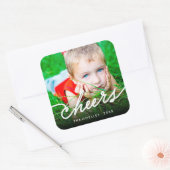 お祝いのカリグラフィー スクリプト 現代の写真 ホリデー スクエアシール (封筒)