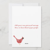 お祝いのカーディナル鳥の水彩画パーソナライズ シーズンカード (裏面)