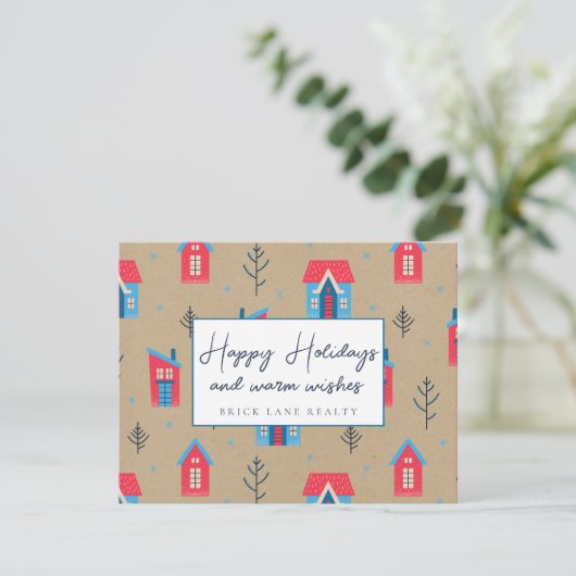 お祝いのクラフト紙 ハッピー ホリデーズ リアルティ シーズンカード (スタンド正面)