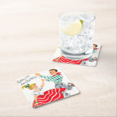 お祝いのクリスマスのダンスのカップルのパーティーのコースター スクエアペーパーコースター (インサイチュ)