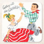 お祝いのクリスマスのダンスのカップルのパーティーのコースター スクエアペーパーコースター (正面)