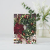 お祝いのクリスマスのリース シーズンポストカード (スタンド正面)