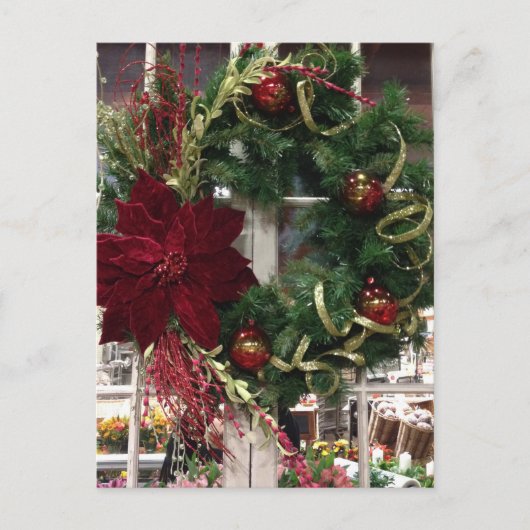 お祝いのクリスマスのリース シーズンポストカード (正面)