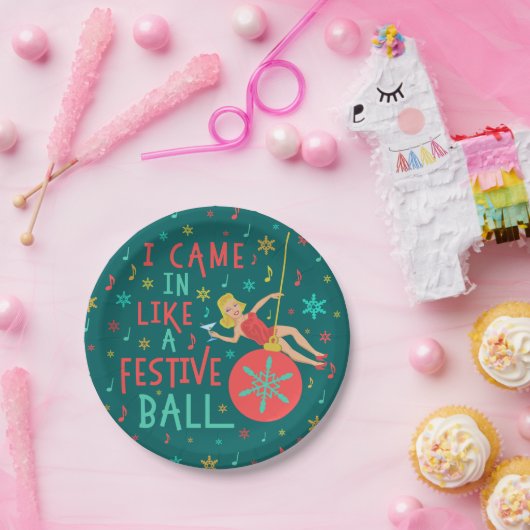 お祝いのクリスマスの球のおもしろいなクリスマスのレトロの女性 ペーパープレート (パーティー)