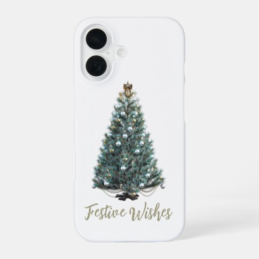 お祝いのクリスマスツリー iPhone 16ケース (裏面)