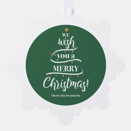 お祝いのクリスマスフォトカスタムをお願い オーナメントカード (正面)