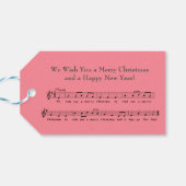 お祝いのクリスマスミュージカルピンク ギフトタグ (裏面横)