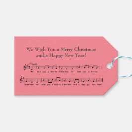 お祝いのクリスマスミュージカルピンク ギフトタグ