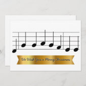 お祝いのクリスマスミュージックノート金ゴールドソング シーズンカード (正面/裏面)