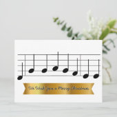 お祝いのクリスマスミュージックノート金ゴールドソング シーズンカード (スタンド正面)
