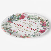 お祝いのクリスマスリースモノグラムFav ペーパープレート (アングル)