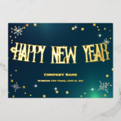 お祝いのグリーン2024 企業 レッド リボン 箔シーズンカード (正面)