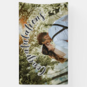 お祝いのグレーオーバーレイ文字パーティーバナー 横断幕 (縦)