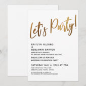 お祝いのゴールド手書き受付 招待状 (正面/裏面)