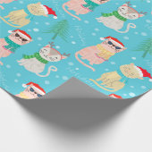 お祝いのサングラス猫のクリスマス|のクリスマスツリー ラッピングペーパー (角)