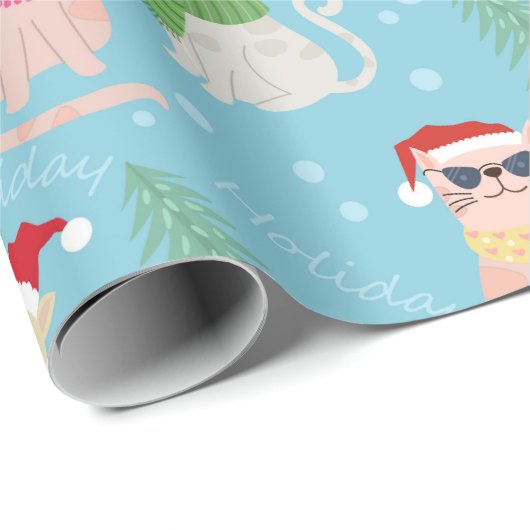 お祝いのサングラス猫のクリスマス|のクリスマスツリー ラッピングペーパー (ロールコーナー)