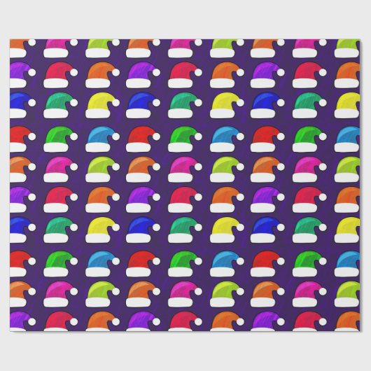 お祝いのサンタの帽子の休日のクリスマスの包装紙 ラッピングペーパー (フラット)