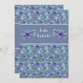 お祝いのシャワー結婚または紫のフローラ ノートカード (正面/裏面)