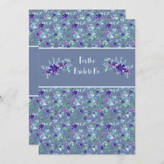 お祝いのシャワー結婚または紫のフローラ ノートカード (正面/裏面)
