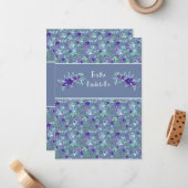 お祝いのシャワー結婚または紫のフローラ ノートカード (正面/裏面インサイチュ)