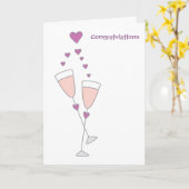 お祝いのシンプルなシャンペンのトーストカード カード (黄色い花)