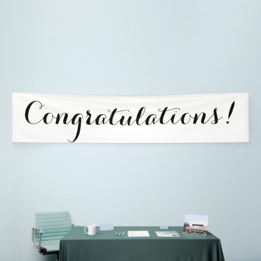 お祝いのシンプルな白黒の旗の印 横断幕 (トレードショー)