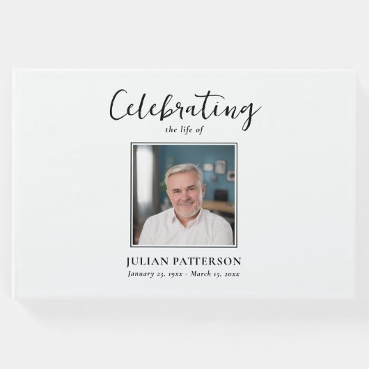 お祝いのシンプル写真カスタム葬儀 ゲストブック (正面)