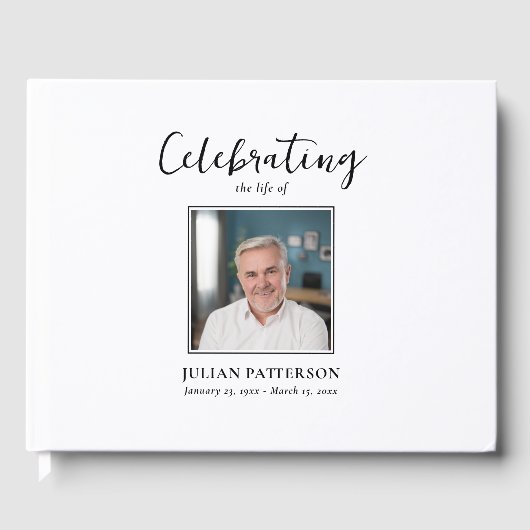 お祝いのシンプル写真カスタム葬儀 ゲストブック (正面)