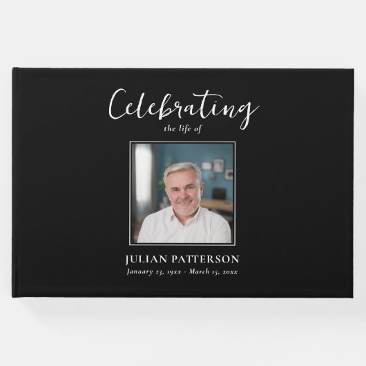 お祝いのシンプル写真カスタム葬儀 ゲストブック (正面)