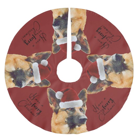 お祝いのジャーマン・シェパードの休日 ブラッシュドポリエステルツリースカート (正面)