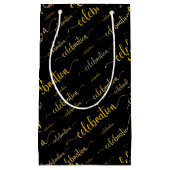 お祝いのスクリプトパターン スモールペーパーバッグ (正面)