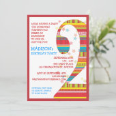 お祝いのストライプな第2第2誕生会 招待状 (スタンド正面)