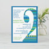 お祝いのストライプ ナンバー2 誕生日パーティー2歳 招待状 (スタンド正面)