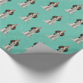 お祝いのスパニエル犬及びフクロウの包装紙 ラッピングペーパー (角)