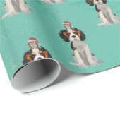 お祝いのスパニエル犬及びフクロウの包装紙 ラッピングペーパー (ロールコーナー)